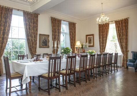 The formal dining room at Hallsanery House, Landcross