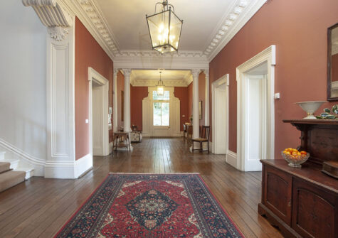 The elegant entrance hall at Hallsanery House, Landcross