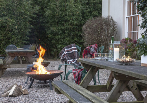 The patio at Hallsanery House, Landcross
