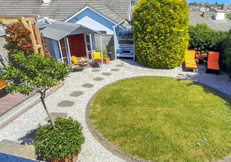 The outdoor sitting area & garden at Harbour Heights, Brixham