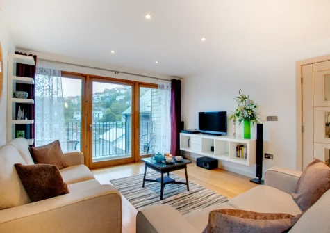 The living area at Harbour View, Looe