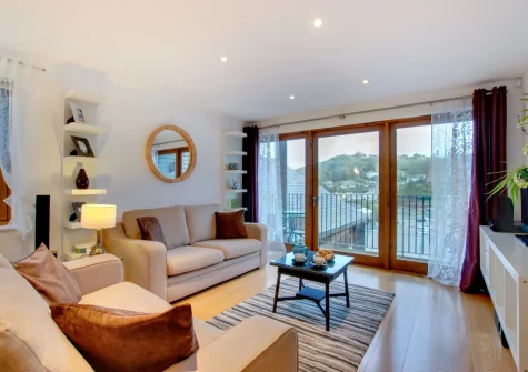 The living area at Harbour View, Looe