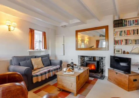 The living room at Hart Cottage, Polruan