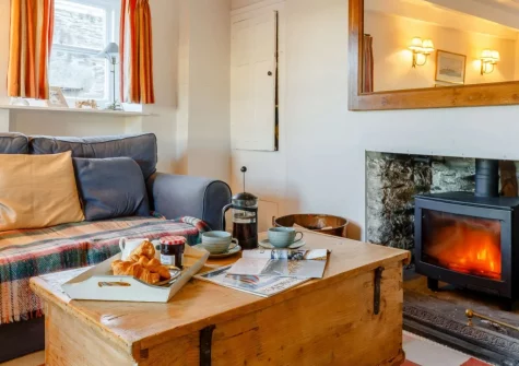 The living room at Hart Cottage, Polruan