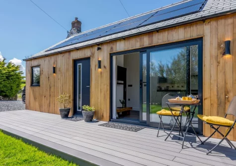 The decked patio & outdoor sitting area at Hartnolls Lodge, Woolacombe