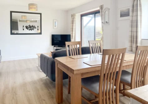 The living & dining area at Harvest Cottage, Padstow