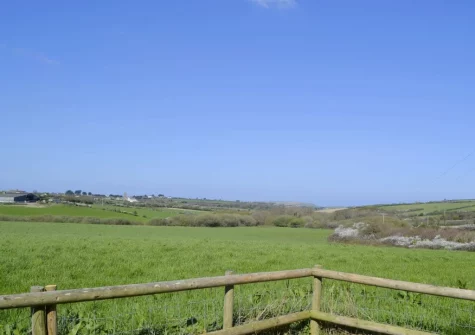 The far-reaching countryside viewfrom the patio & garden at Harvest Cottage, Padstow