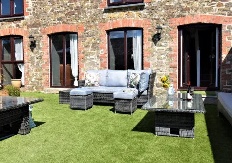 The enclosed garden & outdoor sitting area at Hayloft, Arscott, Holsworthy