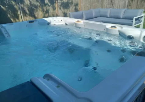 The hot tub at Hayloft, Arscott, Holsworthy