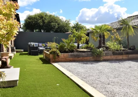 The enclosed garden & outdoor sitting area at Hayloft, Arscott, Holsworthy