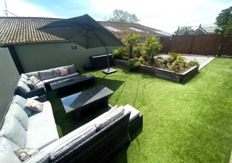 The enclosed garden & outdoor sitting area at Hayloft, Arscott, Holsworthy