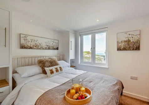 The bedroom at Hayloft at Higher Hodges Farm, Combe Martin