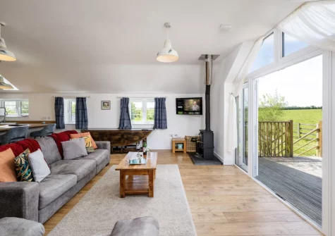 The living area at Hayloft at Trevissick Farm, Porthtowan