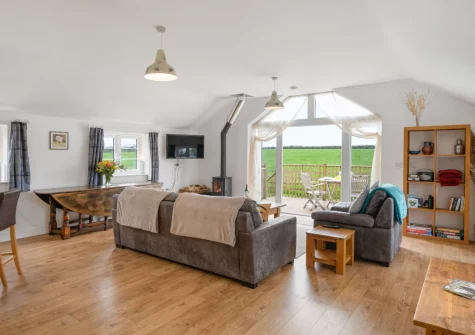 The living area at Hayloft at Trevissick Farm, Porthtowan
