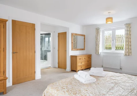 The bedroom at Hayloft at Trevissick Farm, Porthtowan