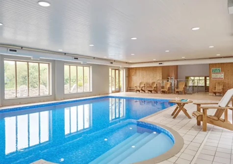 The communal indoor swimming pool at Gitcombe Estate, Cornworthy