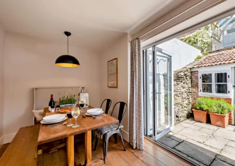 The dining area at Heanton Cottage, Braunton