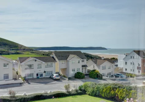 The view from the south-facing patio & alfresco dining area at Heather Lea, Woolacombe