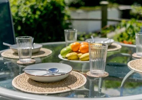 The patio & alfresco dining area at Heatherbell, St Agnes