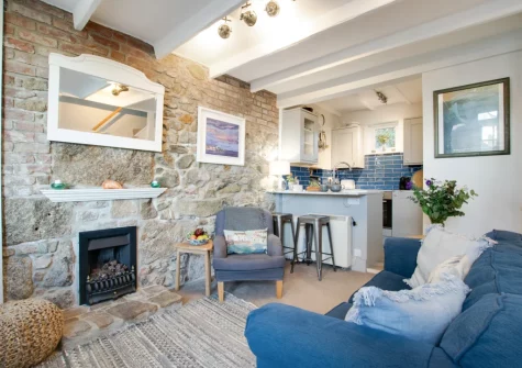 The living area at Hebe Cottage, St Ives