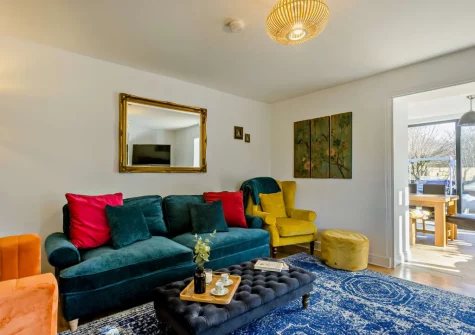 The living room at Helebridge House, Marhamchurch