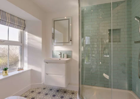 Bedroom #3 en-suite shower room at Helebridge House, Marhamchurch