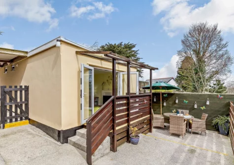 The patio & alfresco dining area at Here Tiz, St Day