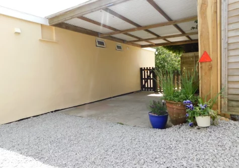 The secure off-road parking for two cars at Here Tiz, St Day