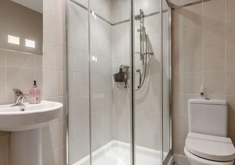 Bedroom #2 en-suite shower room at Heritage Cottage, Bokiddick