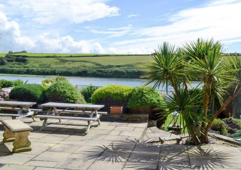 The patio at Heybrook Court, Newquay