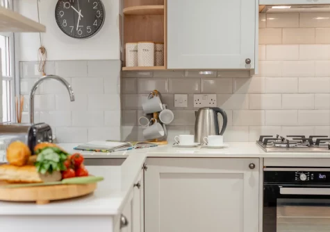 The kitchen at Hideaway Cottage, Padstow