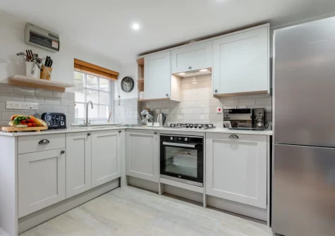 The kitchen at Hideaway Cottage, Padstow