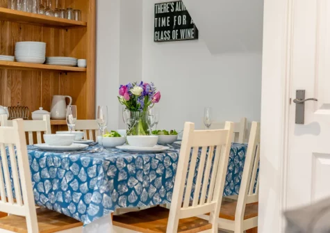 The dining area at Hideaway Cottage, Padstow