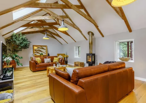 The living room at High Meadows Barn, Trewolla