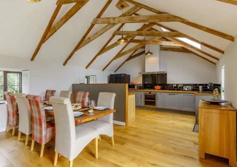 The kitchen & dining area at High Meadows Barn, Trewolla