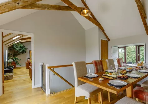 The dining area at High Meadows Barn, Trewolla