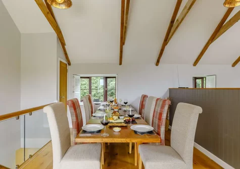 The dining area at High Meadows Barn, Trewolla