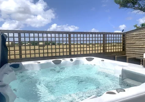 The hot tub at High Meadows Barn, Trewolla