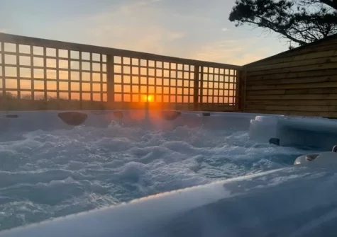 The hot tub at High Meadows Barn, Trewolla