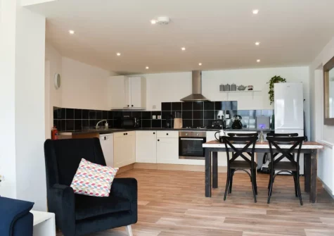 The living, dining area & kitchen at High Tide, Combe Martin