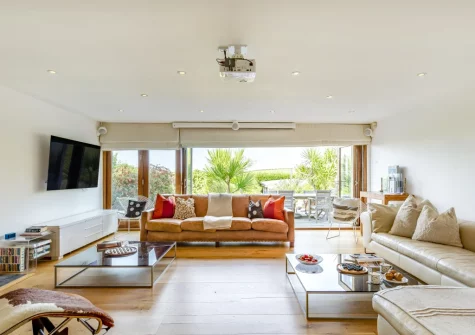 The living room at Higher Close, Mawgan Porth