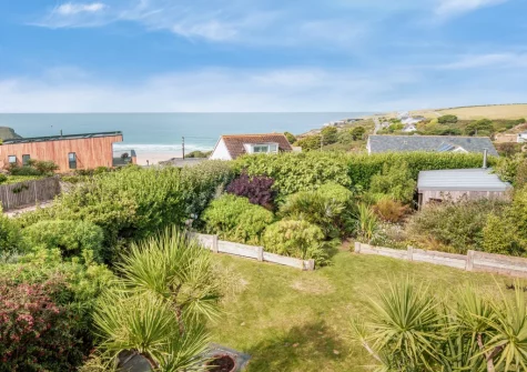 The sea view from bedroom #1 & #2 balcony at Higher Close, Mawgan Porth