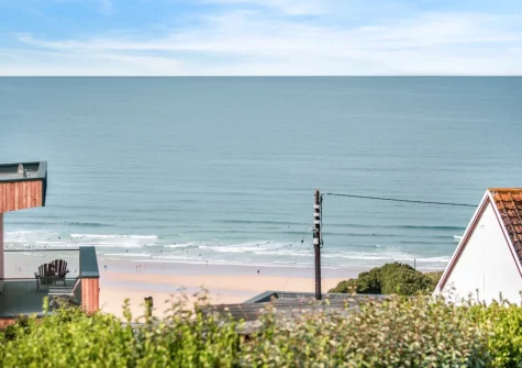 The sea view from bedroom #1 & #2 balcony at Higher Close, Mawgan Porth