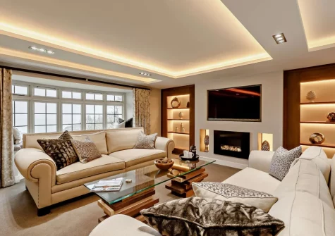 The living area at Higher Hodges Farmhouse, Combe Martin