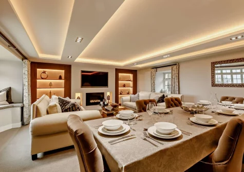 The dining area at Higher Hodges Farmhouse, Combe Martin