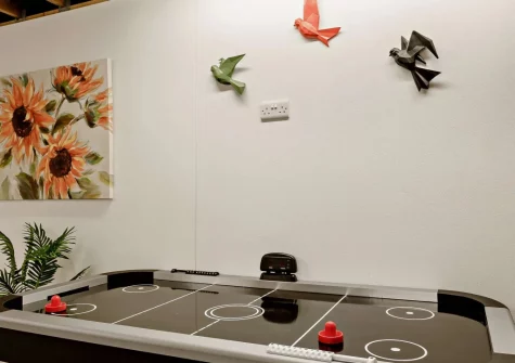 The games room at Higher Hodges Farmhouse, Combe Martin