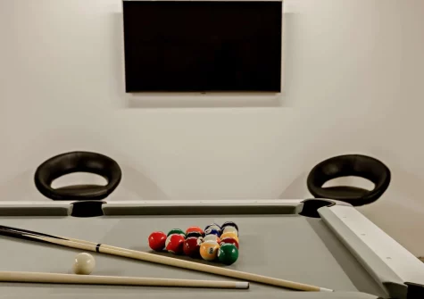 The games room at Higher Hodges Farmhouse, Combe Martin