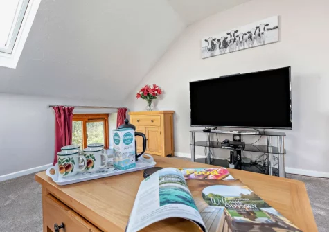 The living room at Higher Hopworthy Cottage, Pyworthy