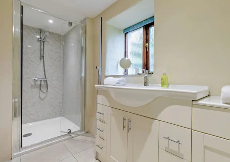 Bedroom #1 en-suite shower room at Higher Merrose, Marys Well