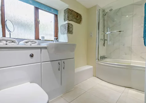 The bathroom at Higher Merrose, Marys Well